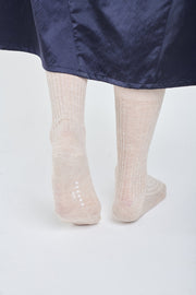 Beige melange linen socks