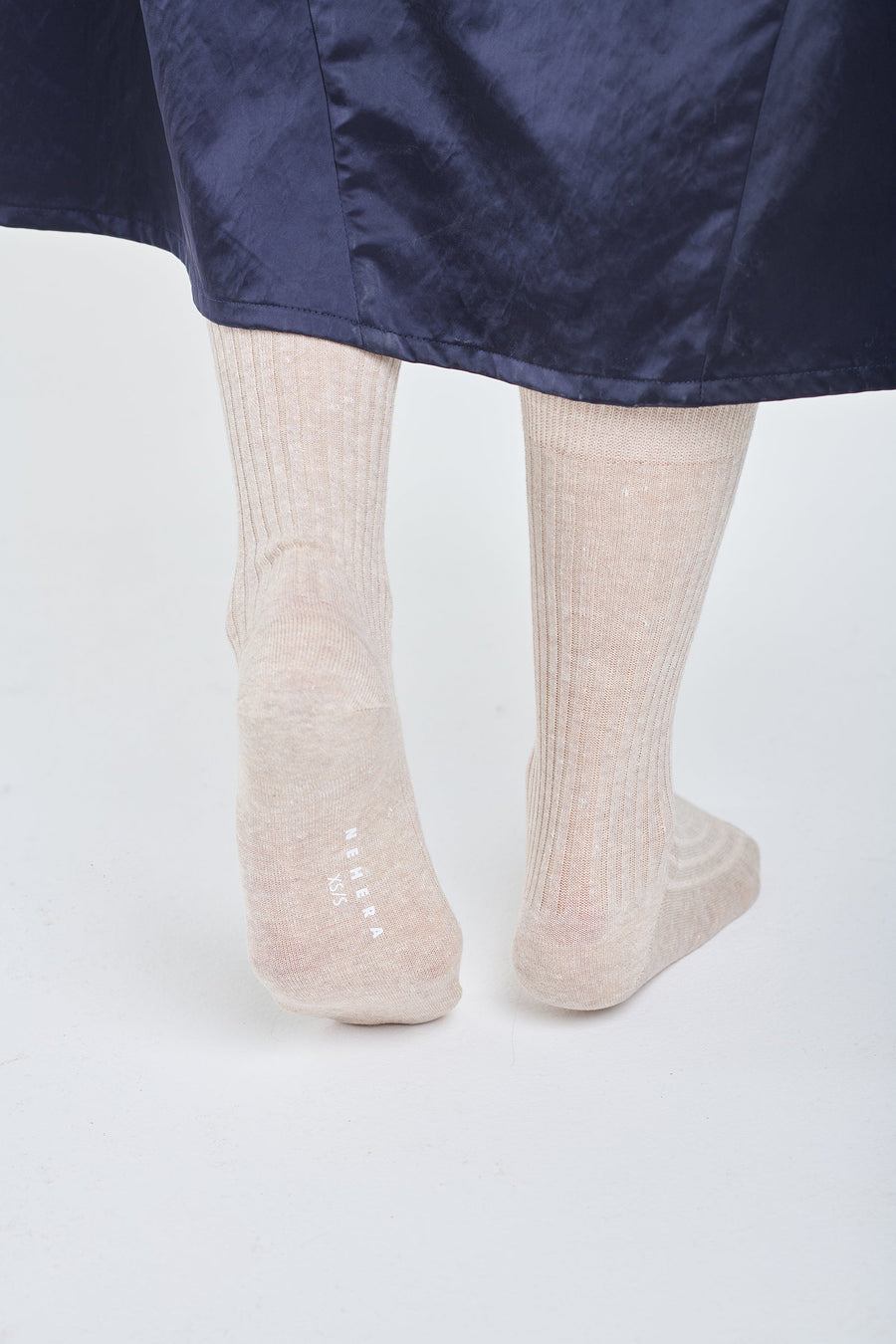 Beige melange linen socks