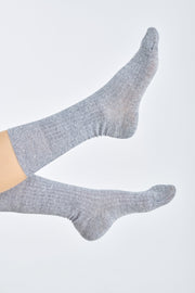 Navy melange linen socks