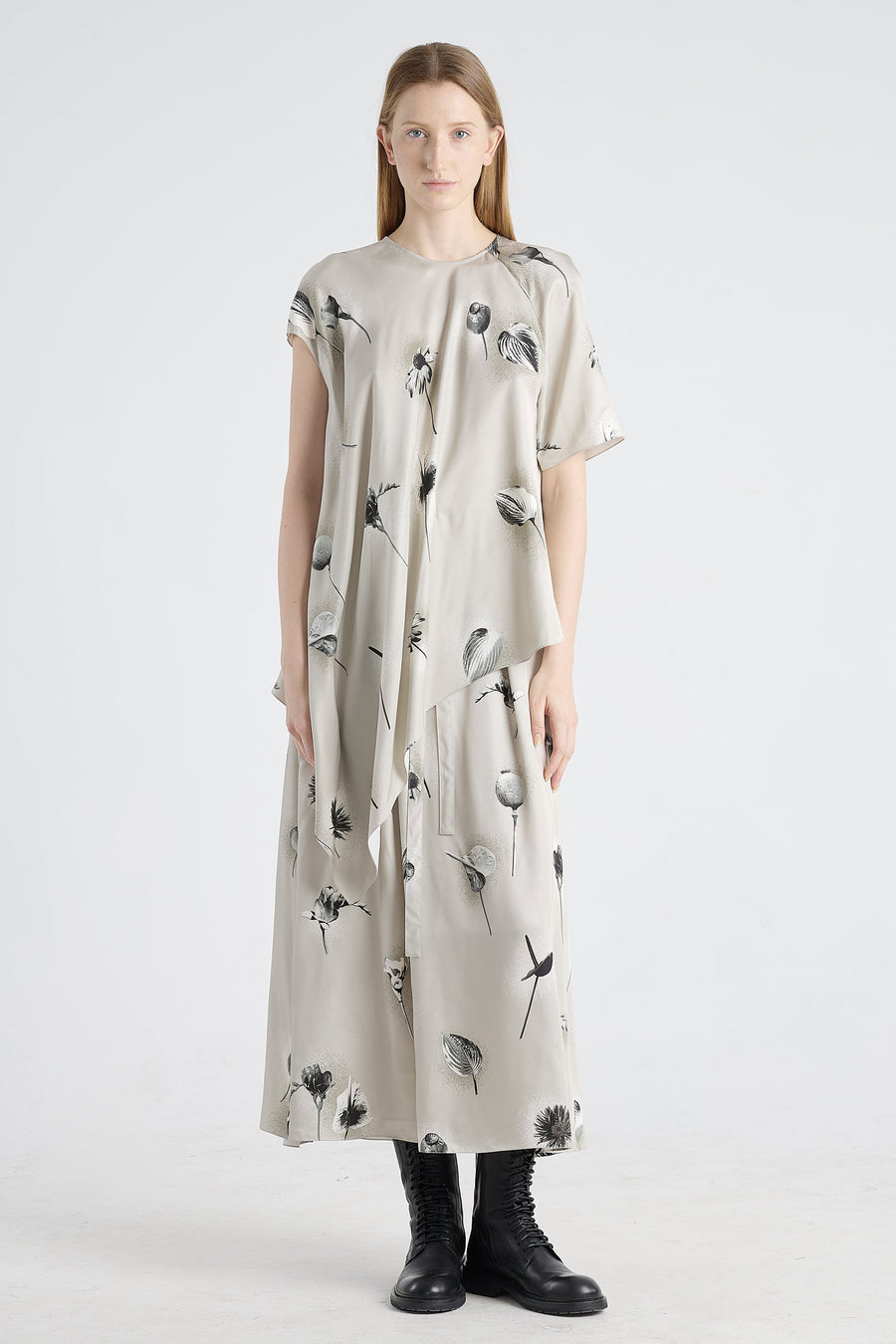 Grey viscose asymmetric blouse
