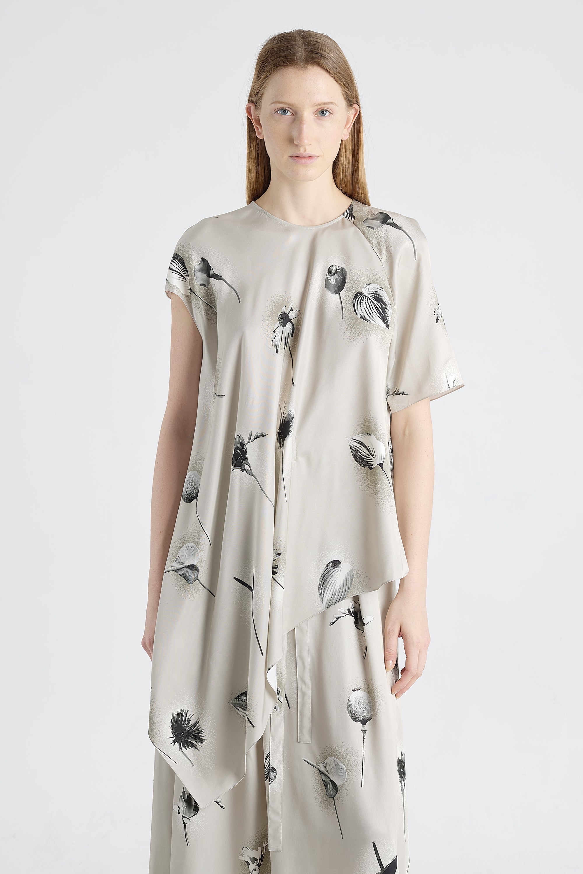 Grey viscose asymmetric blouse