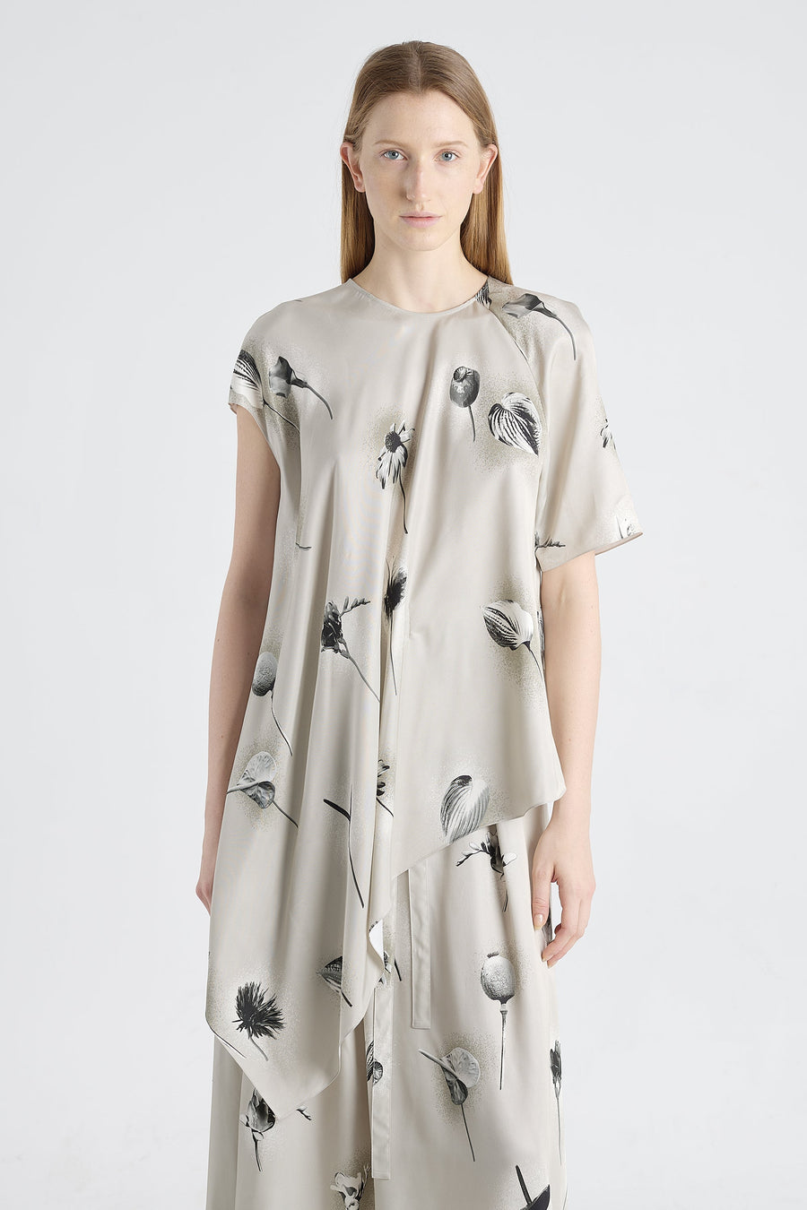 Grey viscose asymmetric blouse