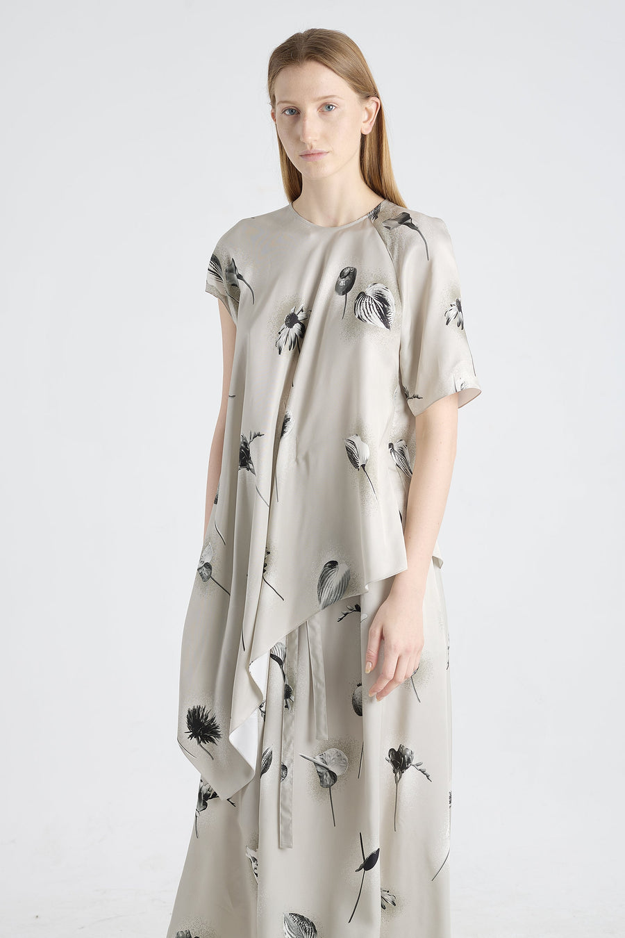 Grey viscose asymmetric blouse