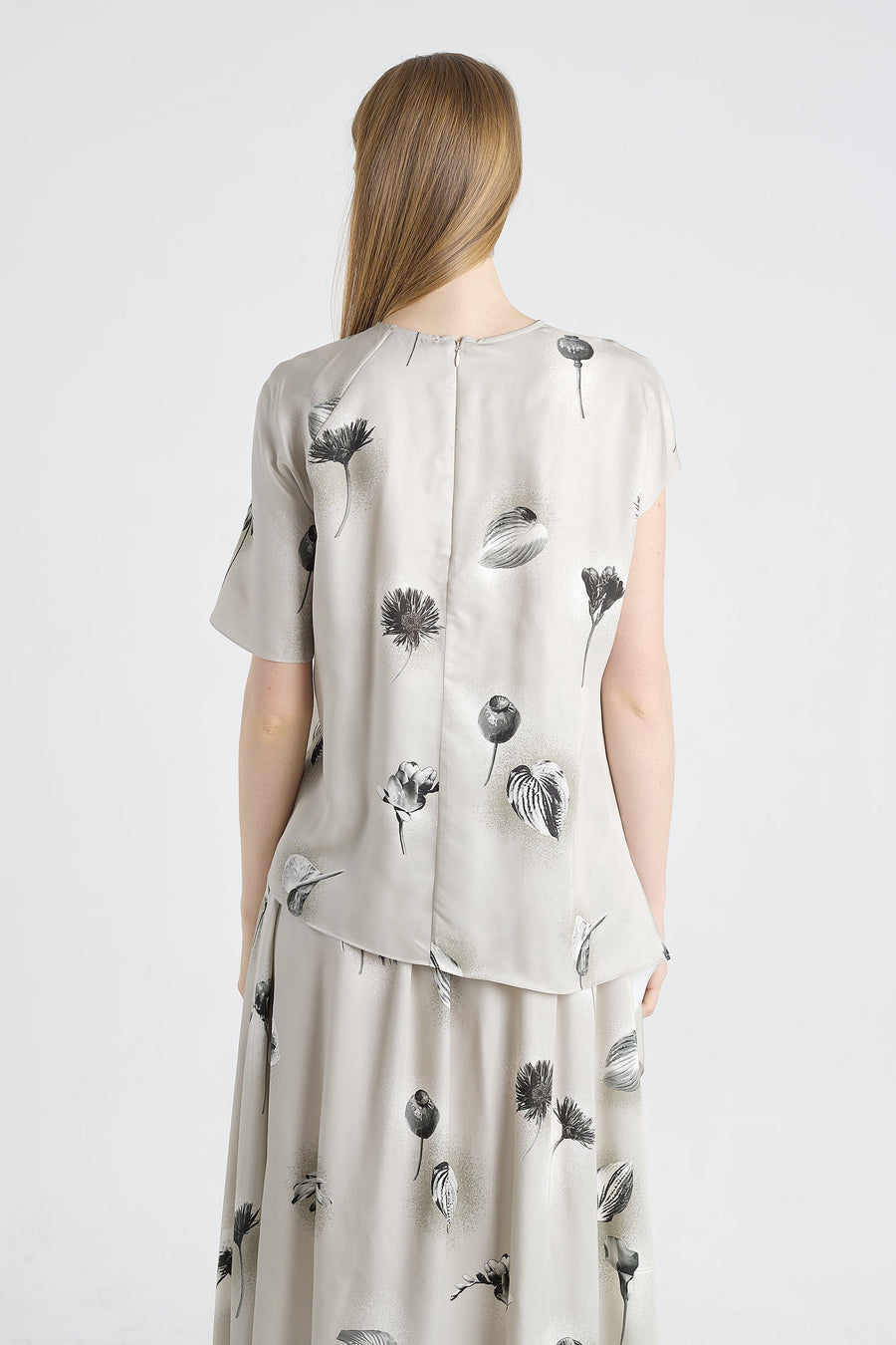 Grey viscose asymmetric blouse