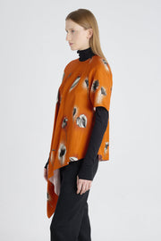 Orange red viscose asymmetric blouse