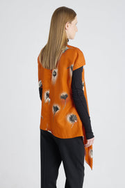 Orange red viscose asymmetric blouse