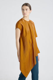 Rust tencel asymmetric blouse