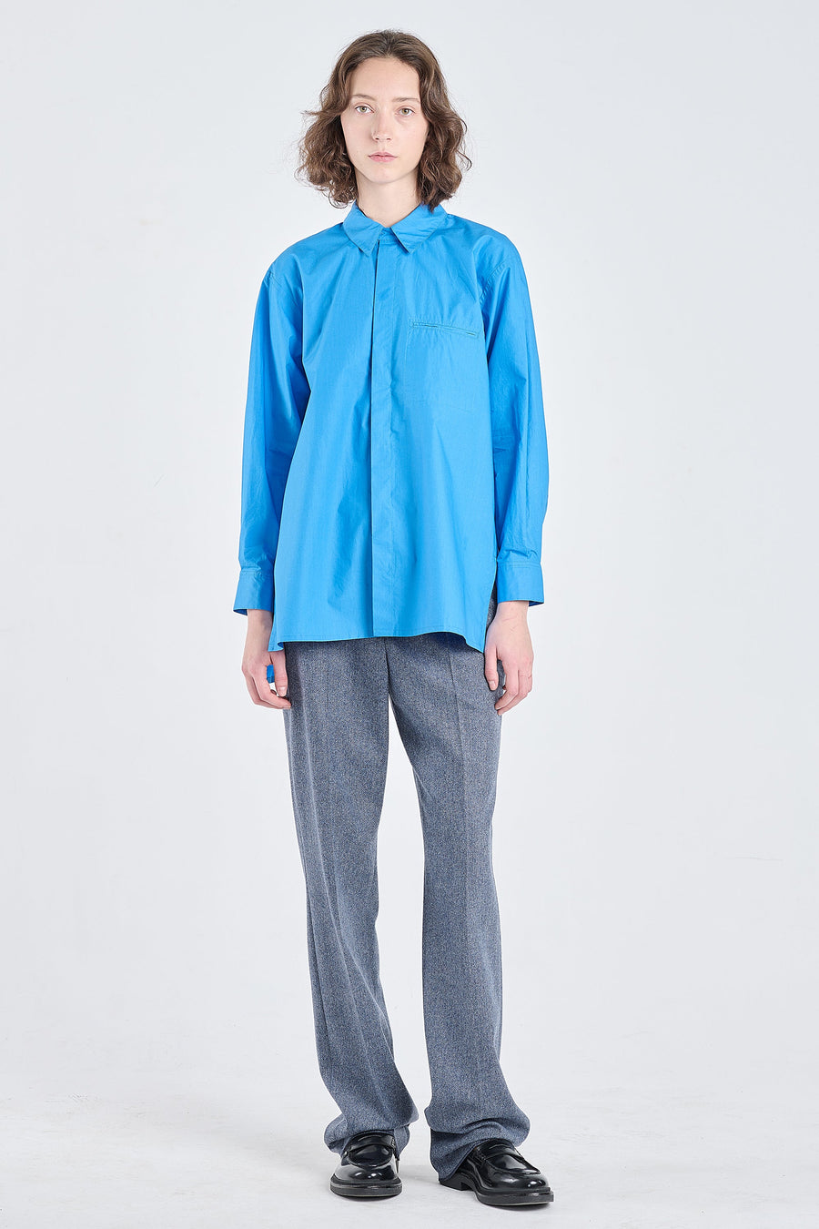 Cobalt blue luxury cotton tailored shirt