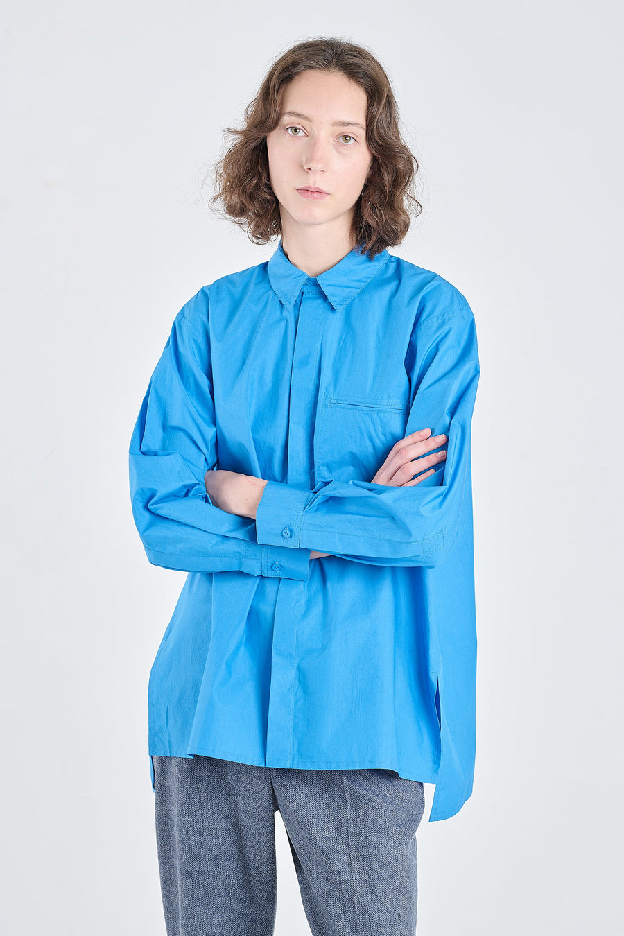 Cobalt blue luxury cotton tailored shirt