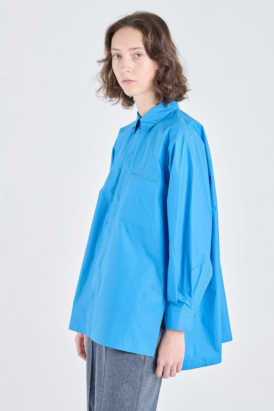 Cobalt blue luxury cotton tailored shirt