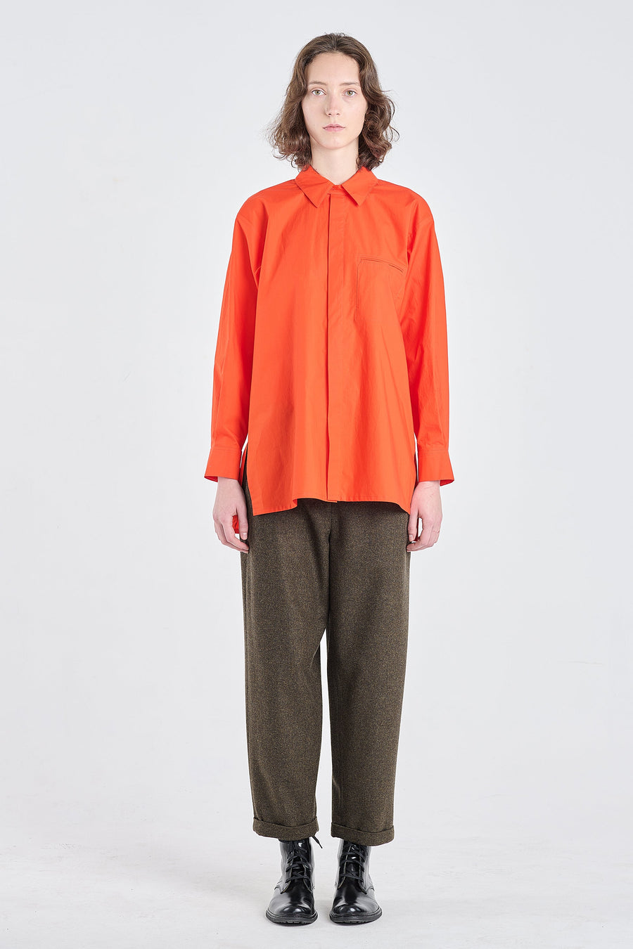 Luminous red luxury cotton tailored shirt
