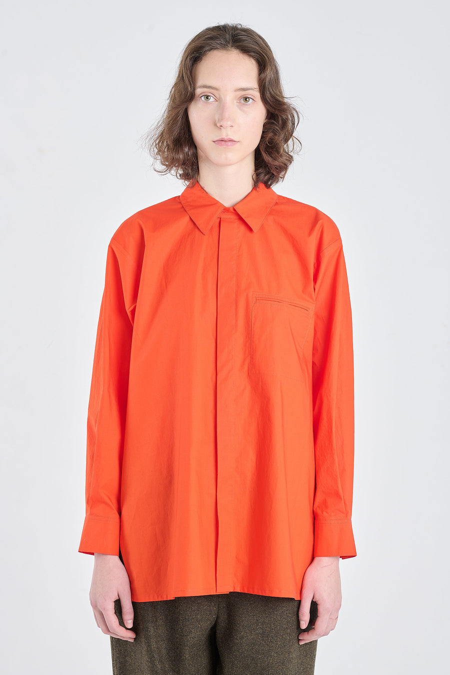 Luminous red luxury cotton tailored shirt