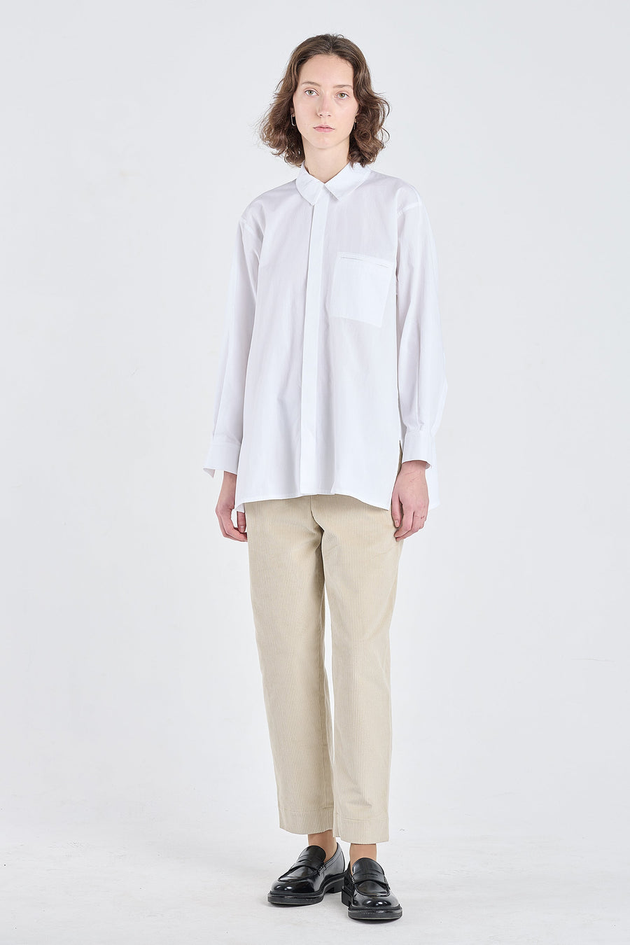 White cotton textured shirt