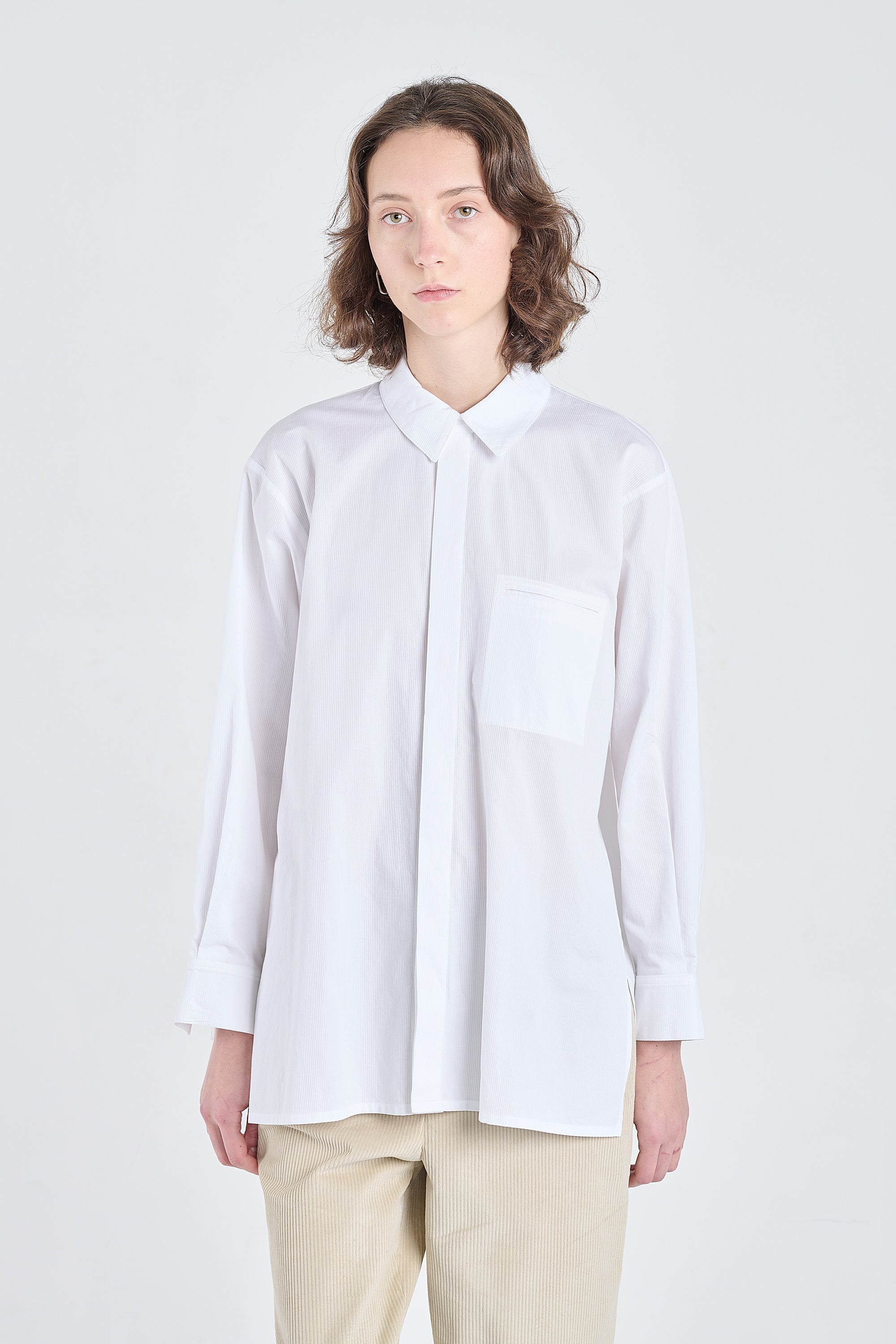 White cotton textured shirt