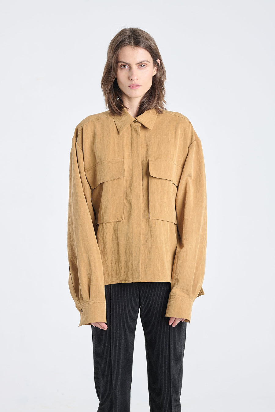 Tawny beige lyocell workwear shirt