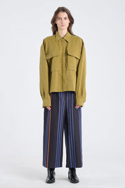 Khaki lyocell workwear shirt