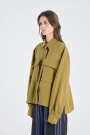 Khaki lyocell workwear shirt