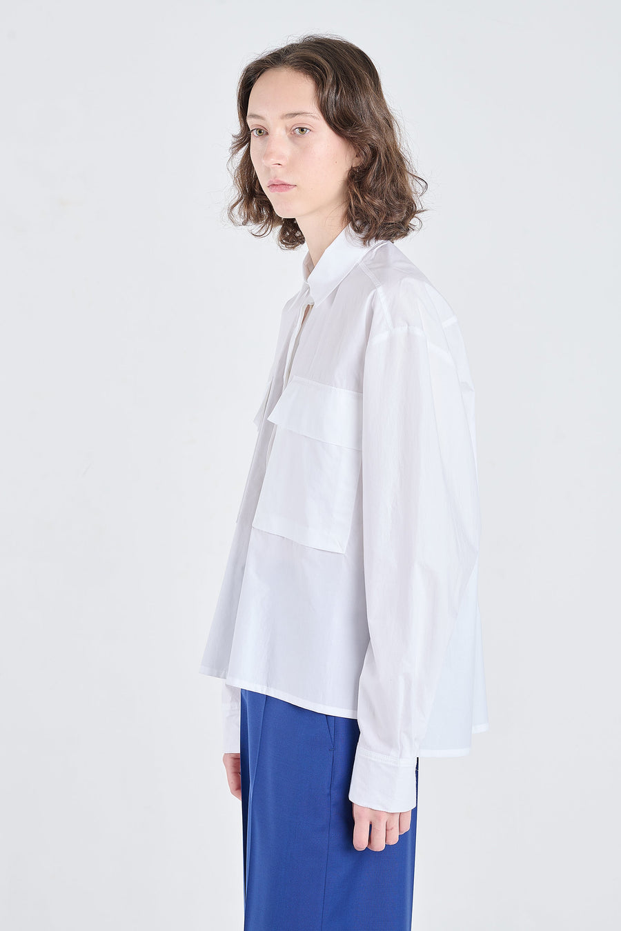 White poplin cotton workwear shirt