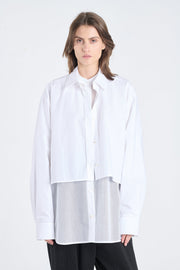 White poplin cotton layered shirt