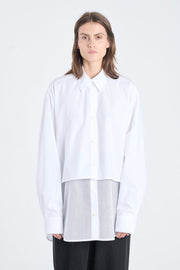 White poplin cotton layered shirt