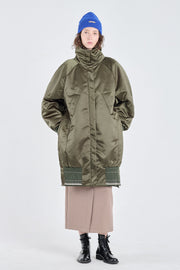 Khaki econyl® satin bomber parka