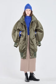 Khaki econyl® satin bomber parka