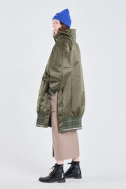 Khaki econyl® satin bomber parka