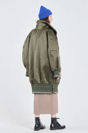 Khaki econyl® satin bomber parka