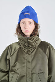 Khaki econyl® satin bomber parka