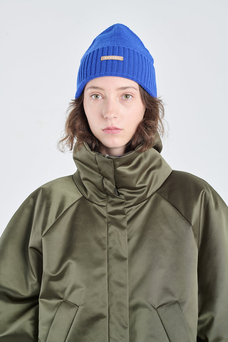 Khaki econyl® satin bomber parka