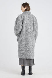 Light grey wool bouclé coat
