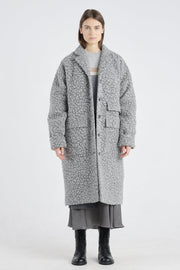 Light grey wool bouclé coat