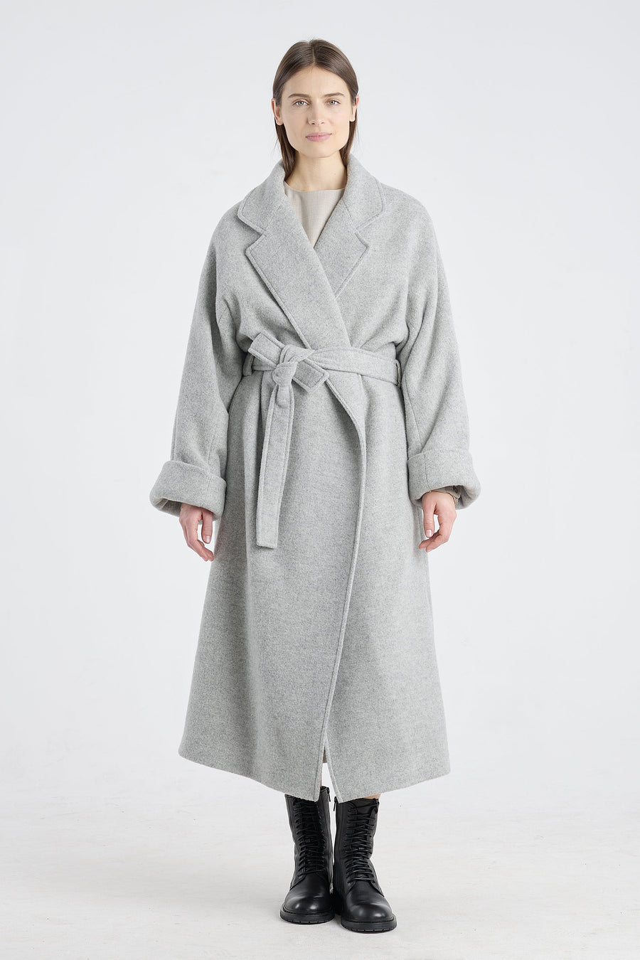Light grey wool teddy coat