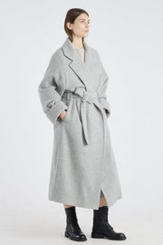 Light grey wool teddy coat