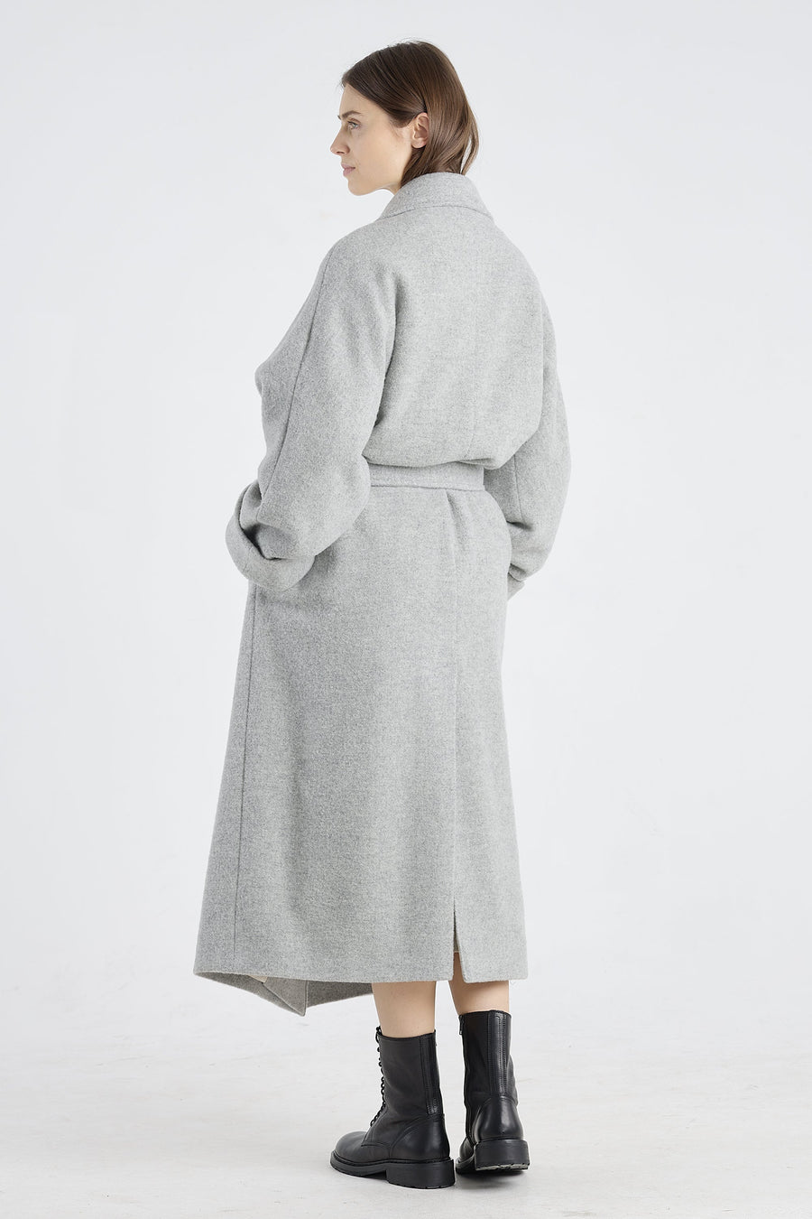 Light grey wool teddy coat