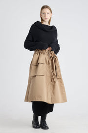 Camel cotton trench coat with detachable parts