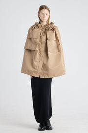 Camel cotton trench coat with detachable parts