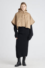 Camel cotton trench coat with detachable parts