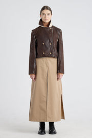 Brown faux shearling reversible coat
