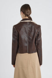 Brown faux shearling reversible coat