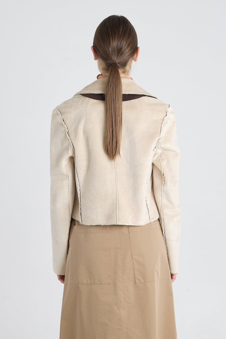 Brown faux shearling reversible coat