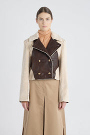 Brown faux shearling reversible coat
