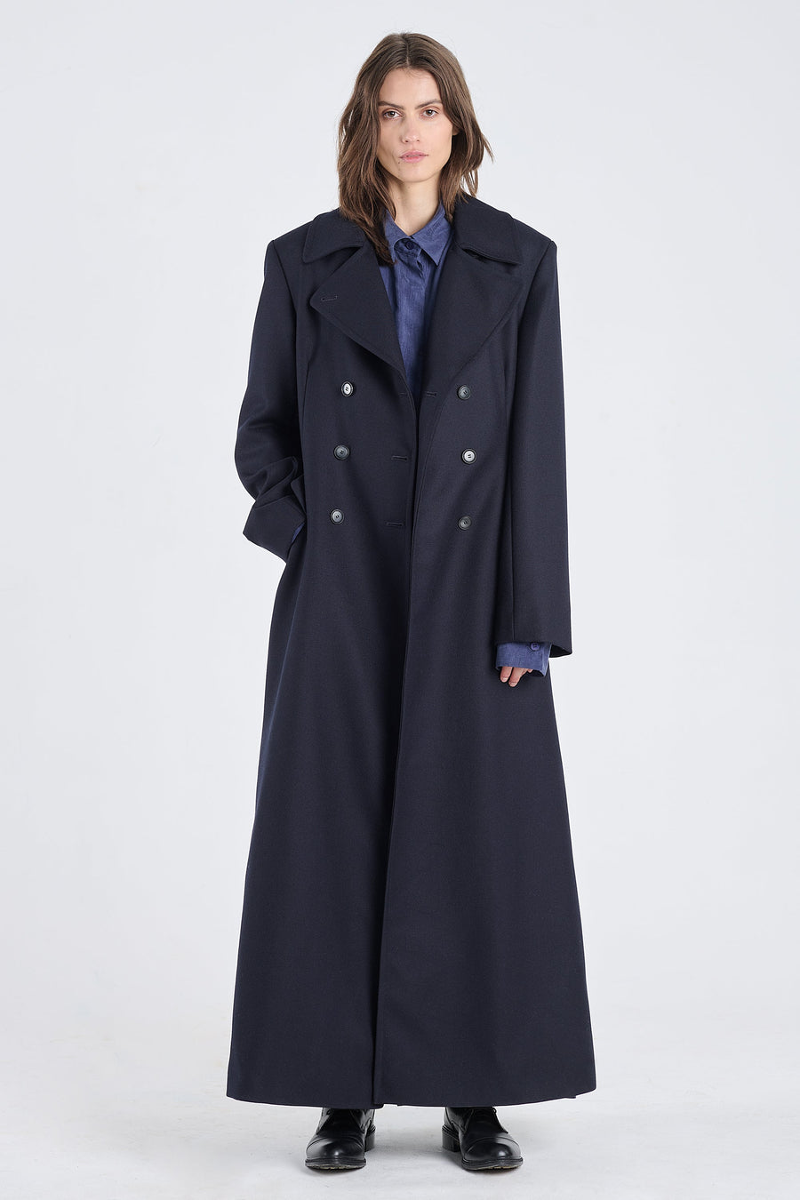 Dark blue tailored winter coat