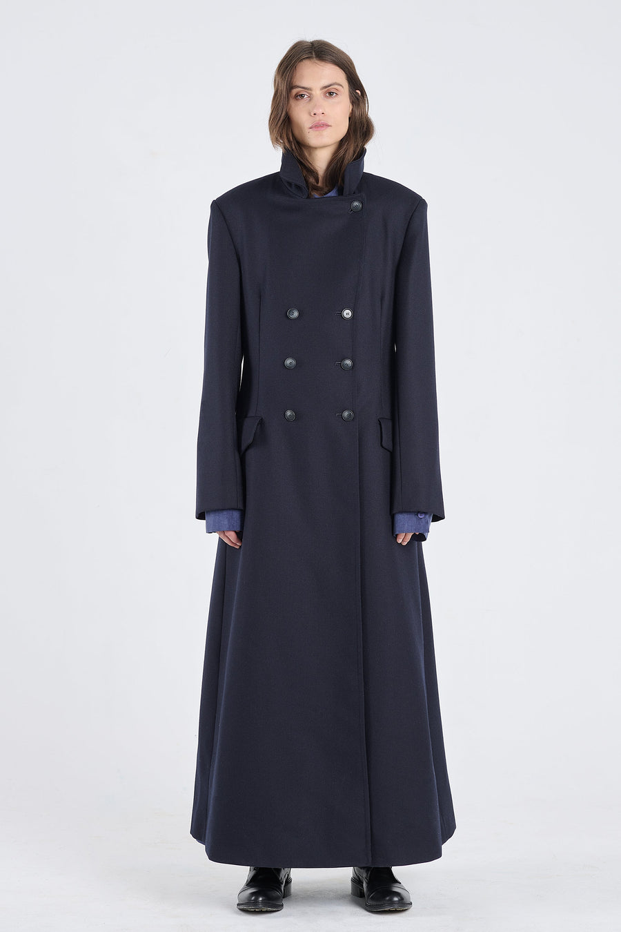 Dark blue tailored winter coat