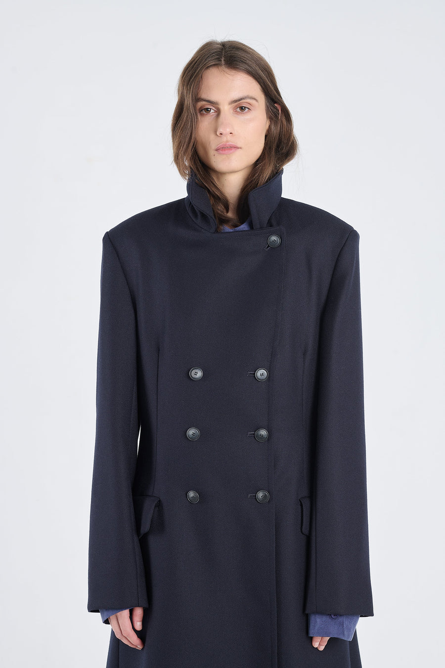 Dark blue tailored winter coat