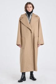 Dark beige wool striped coat