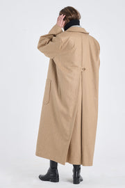 Dark beige wool striped coat