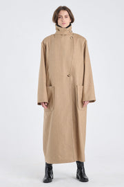 Dark beige wool striped coat
