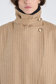 Dark beige wool striped coat
