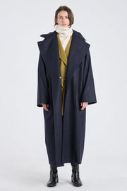 Dark blue wool striped coat